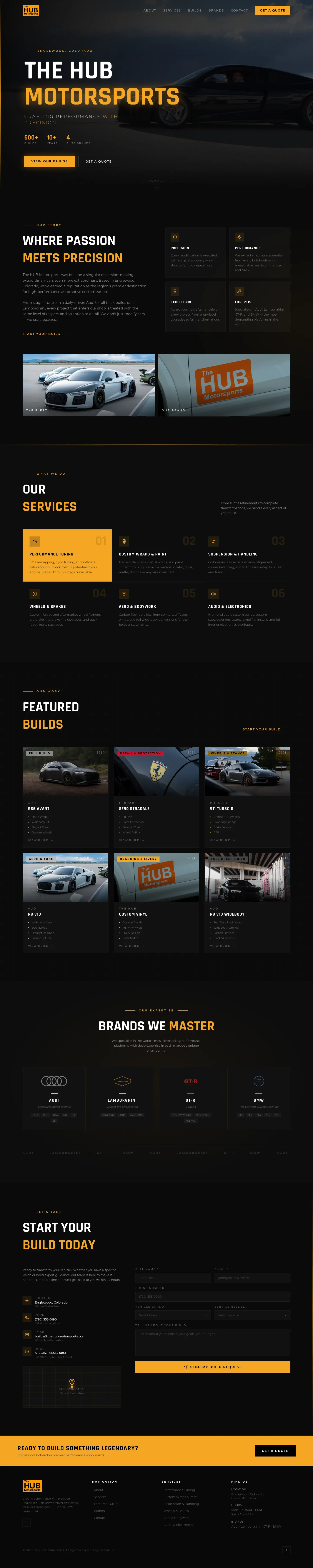 Hub Motorsports website, full home page