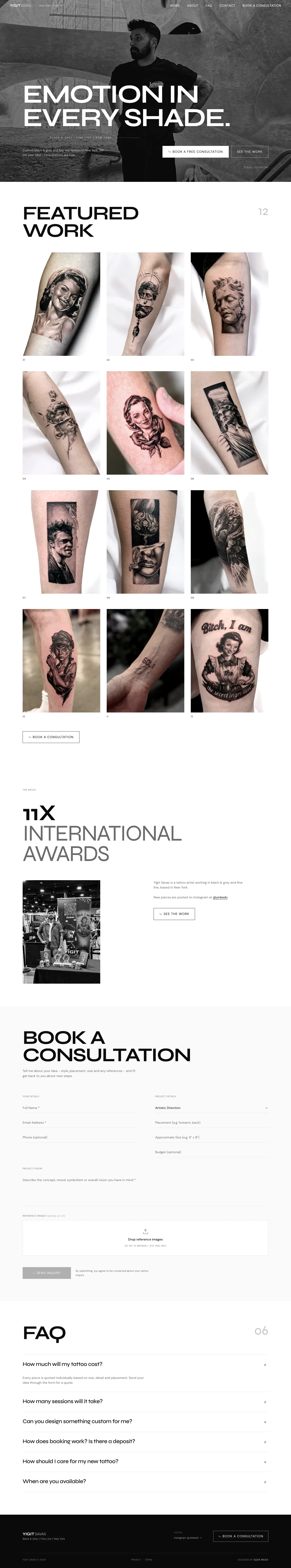 Yigit Savas demo website, full home page